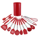 Number of Pieces: 13 Hand Grip Material: Stainless steel Material: Silicone + Stainless Steel Size: about 34*8CM Colors: Red