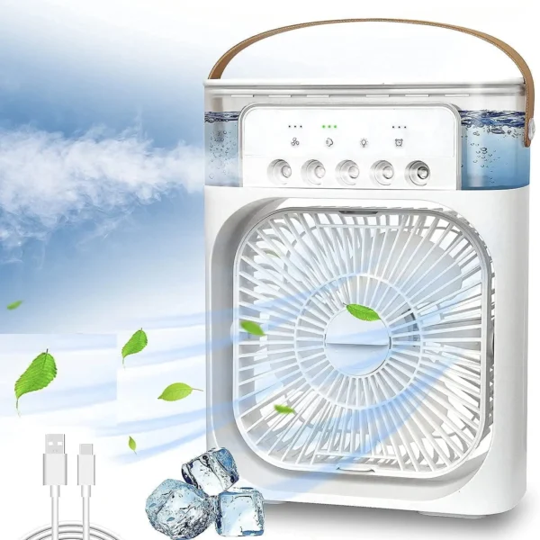 USB Portable Air Cooling Fan with Humidifier Purifier Mist and LED Light