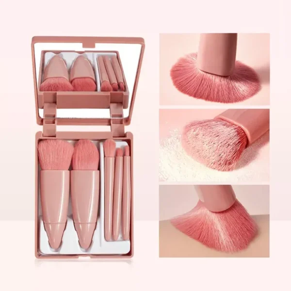 Makeup Brush Set with Mirror and Case | 7Pcs Face & Eye Beauty Tools