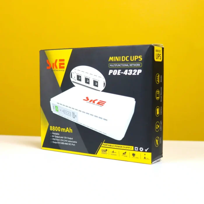 SKE 432P Mini UPS For Router, ONU, Camera – 25 Watt 5v 9v 12v & PoE Support 15/24v SKE 432P Mini UPS For Router, ONU, Camera – 25 Watt 5v 9v 12v & PoE Support 15/24v